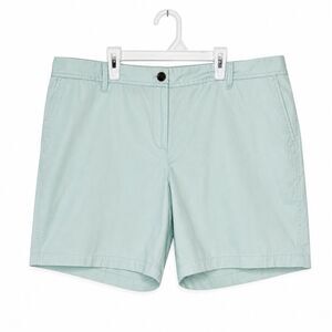 Talbots Womens 14 W Shorts Teal Mint Chino Relaxed 7” Inseam Mid Rise NEW